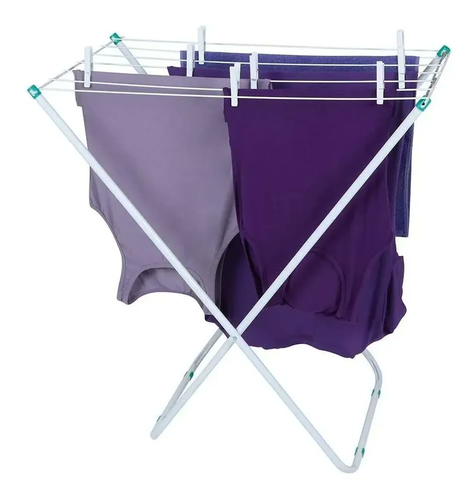 Varal De Chão P/ Roupas Aço Slim Branco Dobrável Mor