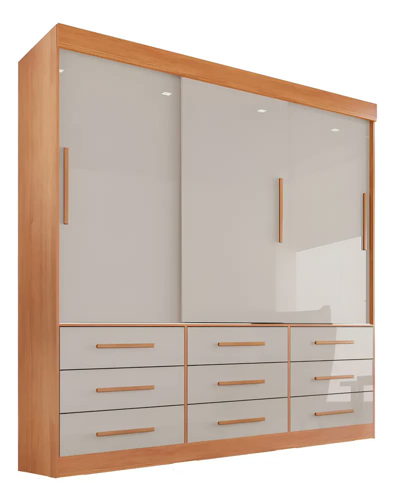 Guarda Roupa Casal 3 Portas 9 Gavetas Luana Sallêto Móveis