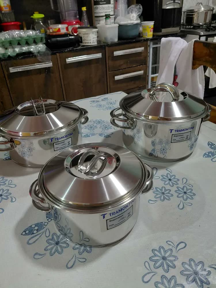 foto de Jogo De Panelas Inox 3 Peças Solar Tramontina Fundo Triplo