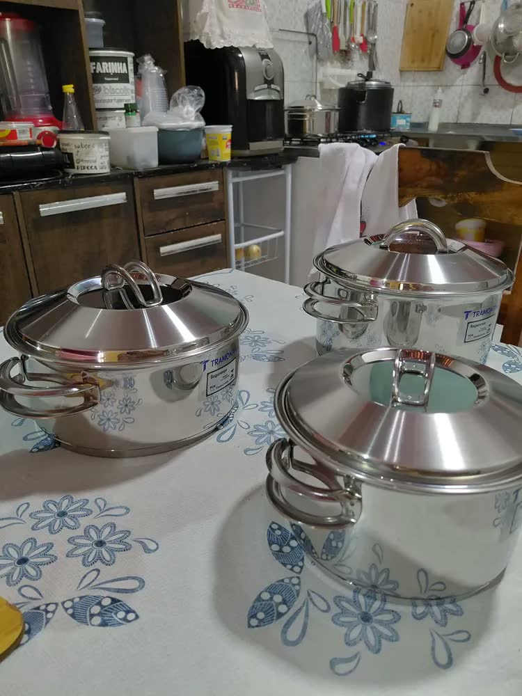 foto de Jogo De Panelas Inox 3 Peças Solar Tramontina Fundo Triplo