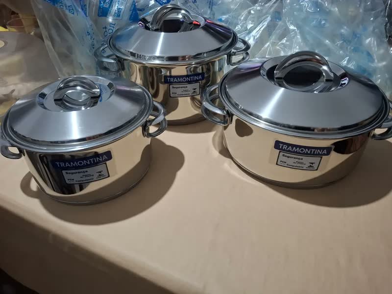 foto de Jogo De Panelas Inox 3 Peças Solar Tramontina Fundo Triplo