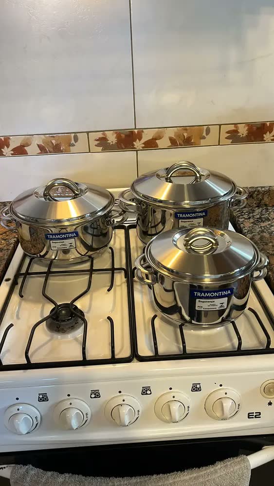 foto de Jogo De Panelas Inox 3 Peças Solar Tramontina Fundo Triplo