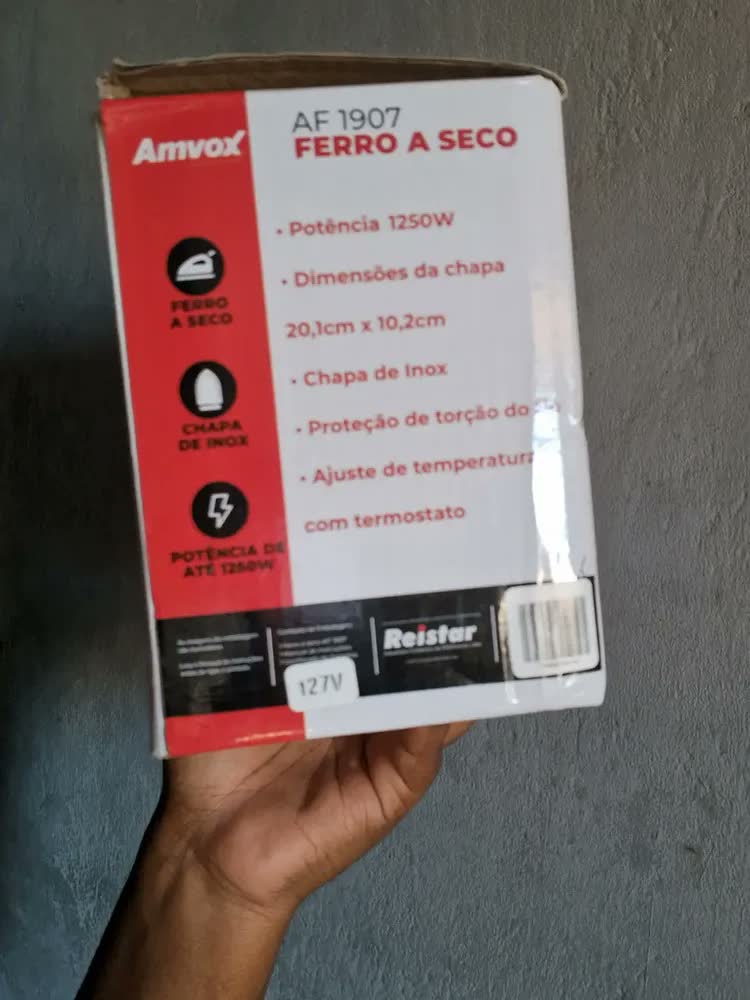 foto de Ferro De Passar Roupa A Seco Amvox Af 1907 1250w Cor Branco