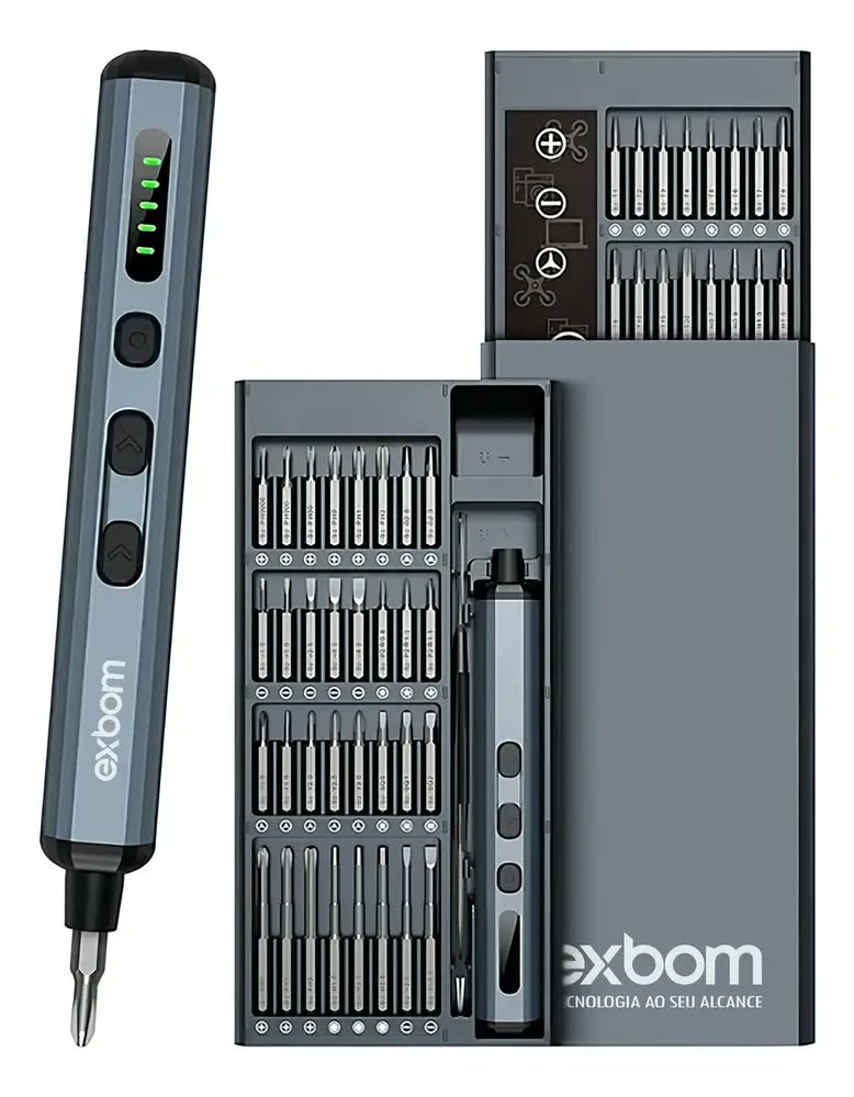foto de Chave de Precisão Elétrica Exbom Sem Fio Recarregável para Manutenção de Eletrônicos com 64 Bits