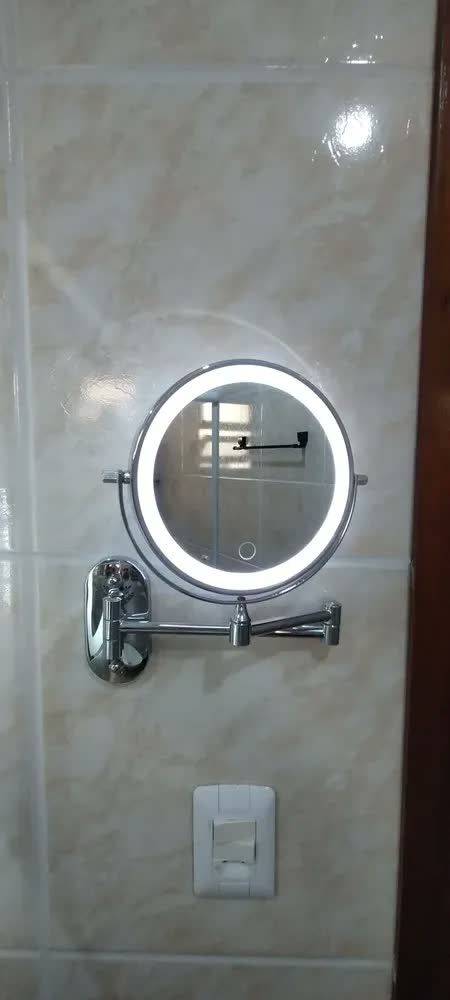 foto de Espelho Aumento 5x Iluminado Articulado Parede Barbear Led