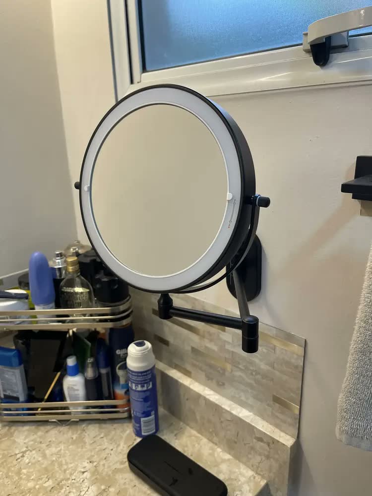 foto de Espelho Articulado Led Aumento 5x Ring Light Maquiagem Luxo