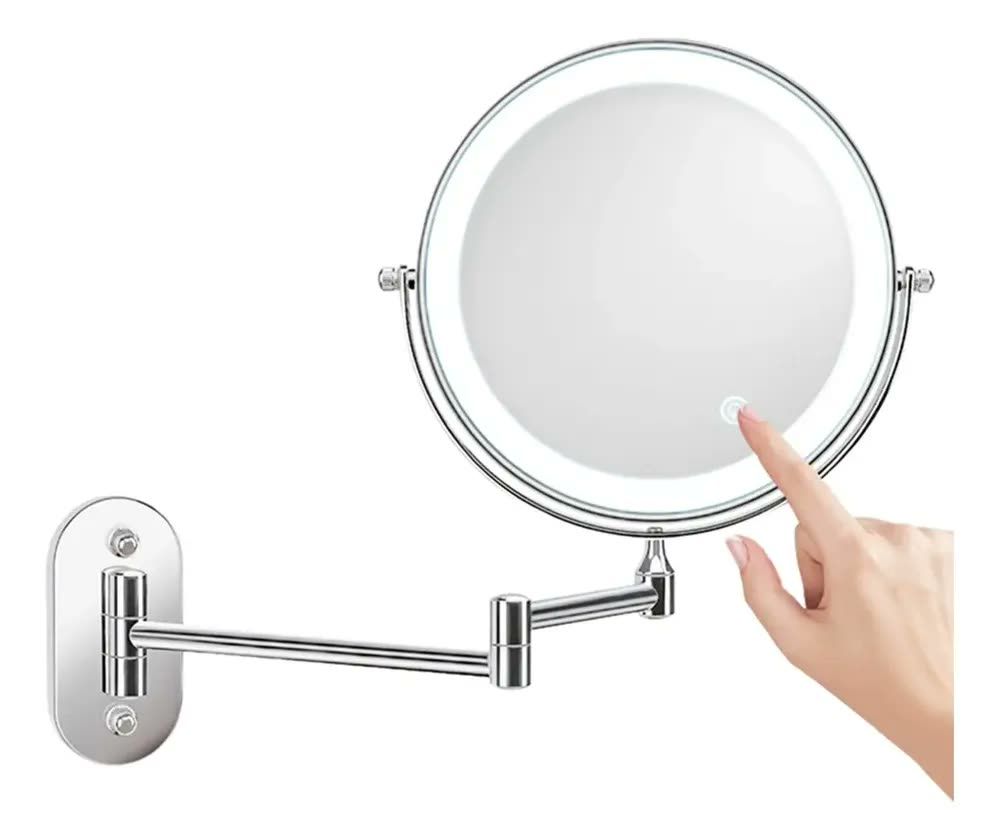 Espelho Articulado Led Aumento 5x Ring Light Maquiagem Luxo