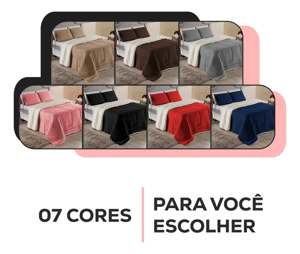 foto de Coberdrom Casal Queen Size Cobertor Edredom Pele Carneiro Cor Rose