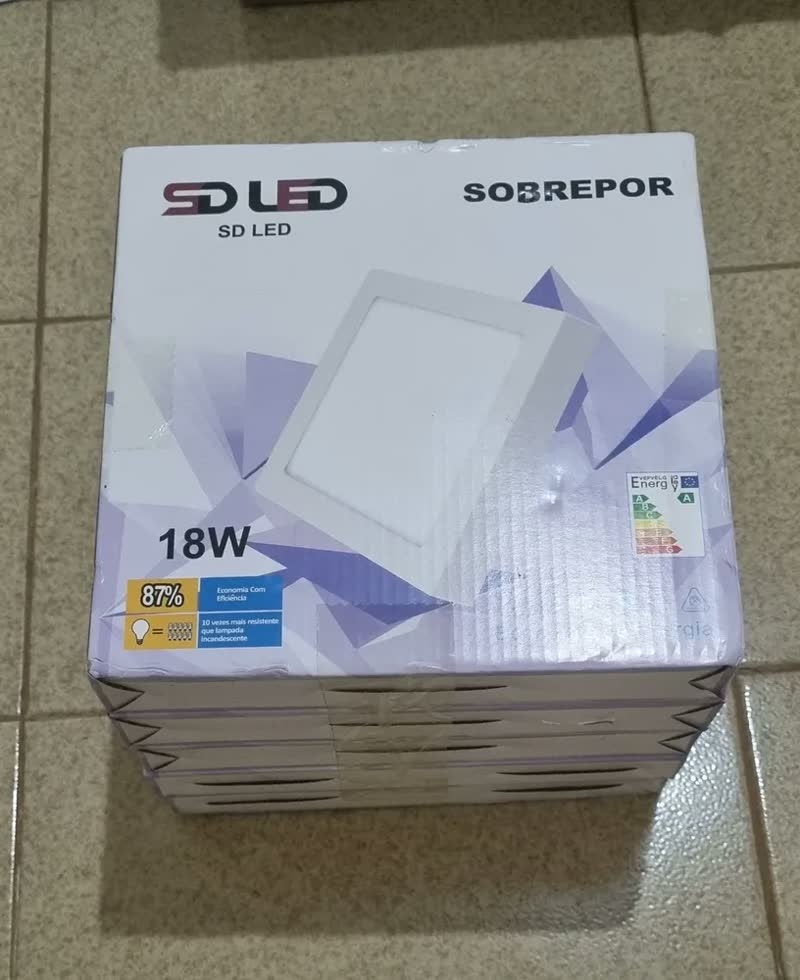 foto de Kit 5 Painel Plafon De Led 18w Sobrepor Quadrado + Reator