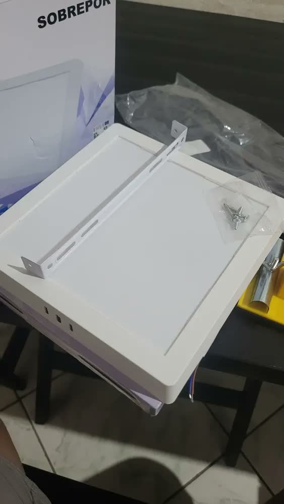 foto de Kit 5 Painel Plafon De Led 18w Sobrepor Quadrado + Reator