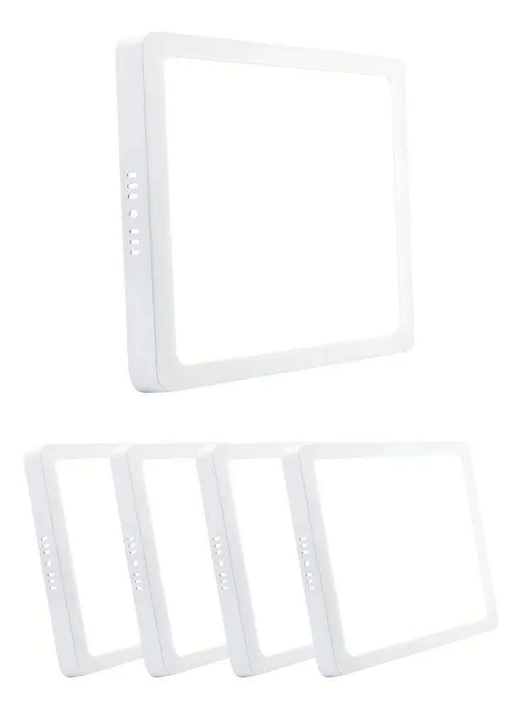 Kit 5 Painel Plafon De Led 18w Sobrepor Quadrado + Reator