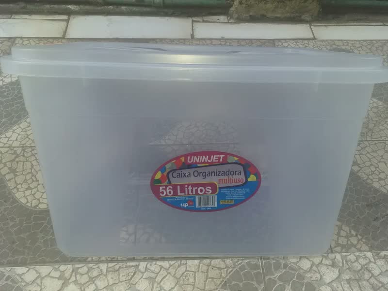 foto de Kit 4 Caixa Organizadora Multiuso Plástica 56 Litros Preta Cor Preto