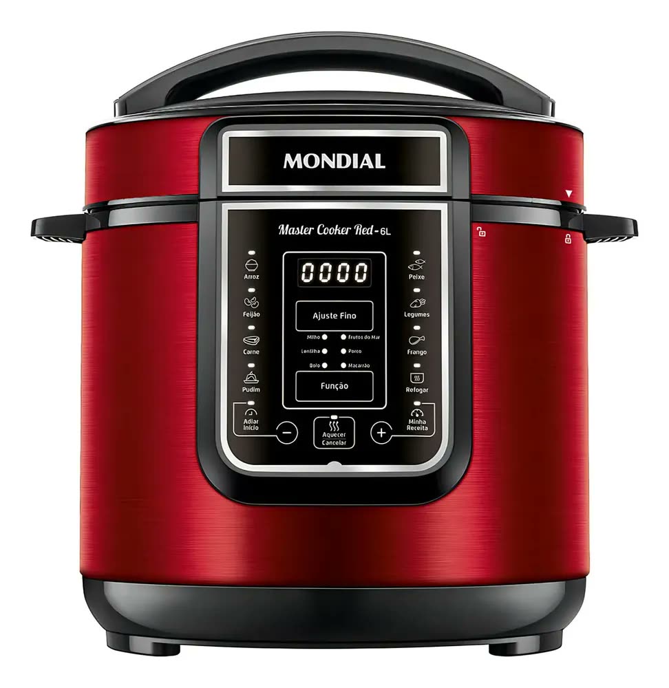 Panela De Pressão Elétrica Digital 6l Mondial Vermelho Master Cooker