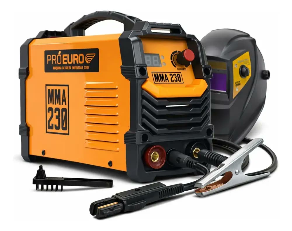 Solda Inversora MMA 230a Alumínio Tig + Máscara Automática Pró Euro