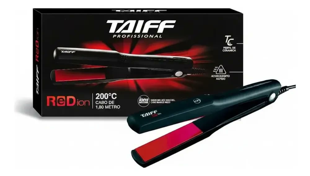 foto de Chapa Prancha De Cabelo Taiff Elegance Red Íon Preto