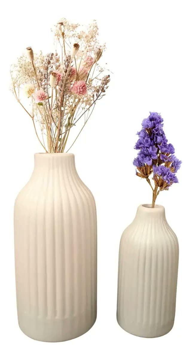Dupla De Vasos Decorativos Em Ceramica Decoração Sala Casa