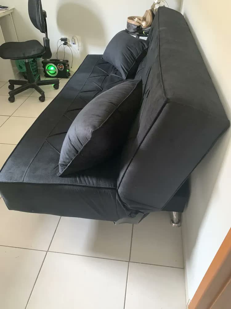 foto de Sofá cama 1,80m Íris Suede Cinza Adonai Estofados