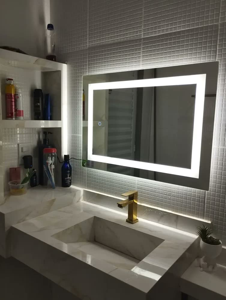 foto de Espelho Retangular com LED Touch 70x50cm Royalle para Banheiro 3 Cores