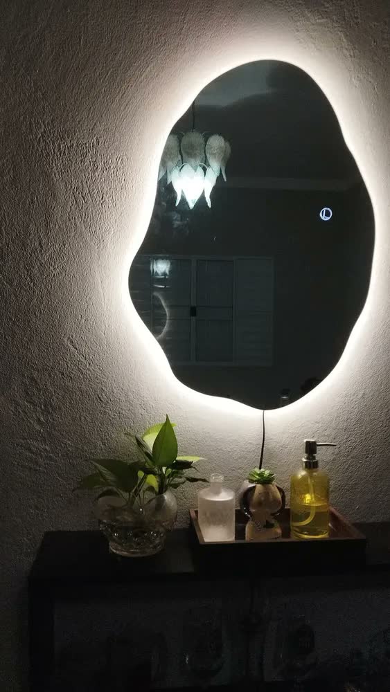 foto de Espelho Orgânico Lopazzi 90cm X 60cm Led Botão Touch