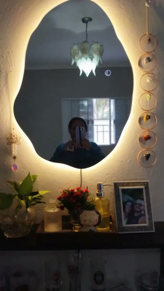 foto de Espelho Orgânico Lopazzi 90cm X 60cm Led Botão Touch