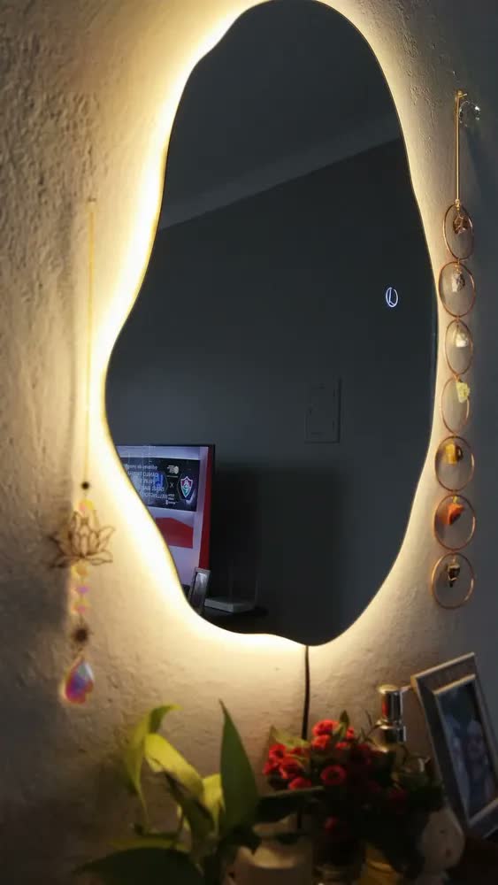 foto de Espelho Orgânico Lopazzi 90cm X 60cm Led Botão Touch
