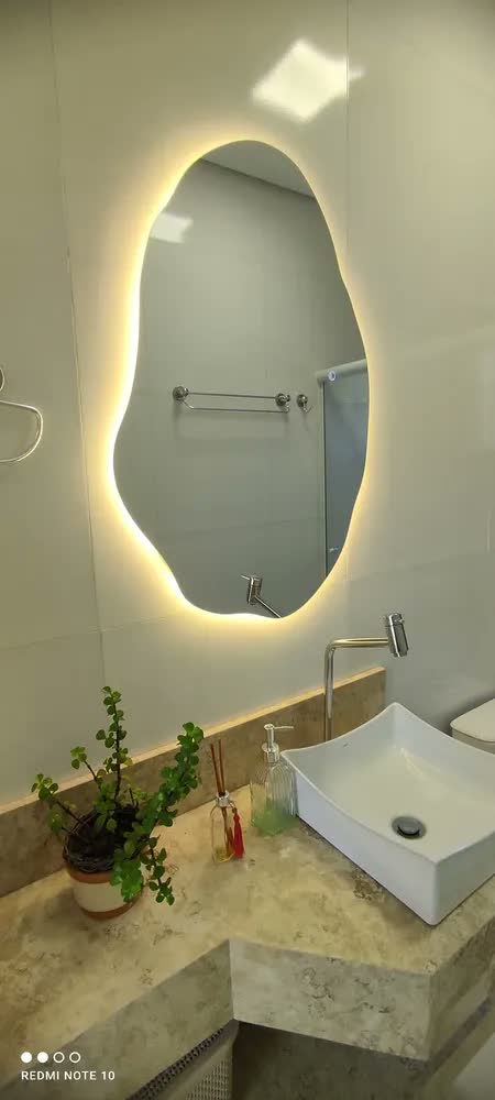 foto de Espelho Orgânico Lopazzi 90cm X 60cm Led Botão Touch