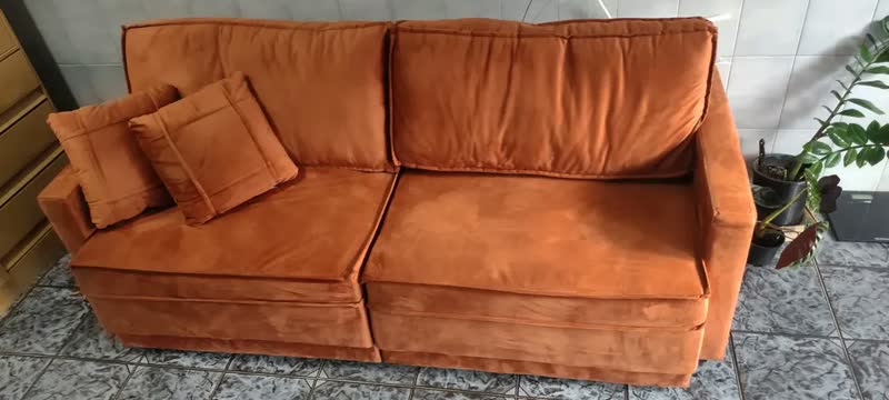 foto de Sofá Cama Retrátil e Reclinável 2,10m com Molas Karen Veludo Preto Adonai Estofados