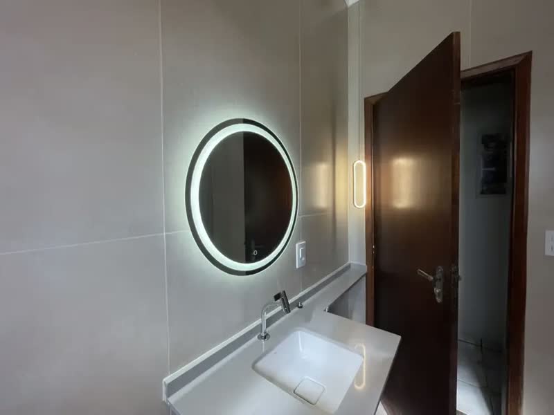foto de Espelho Jateado Redondo 60x60 Led 3 Cores