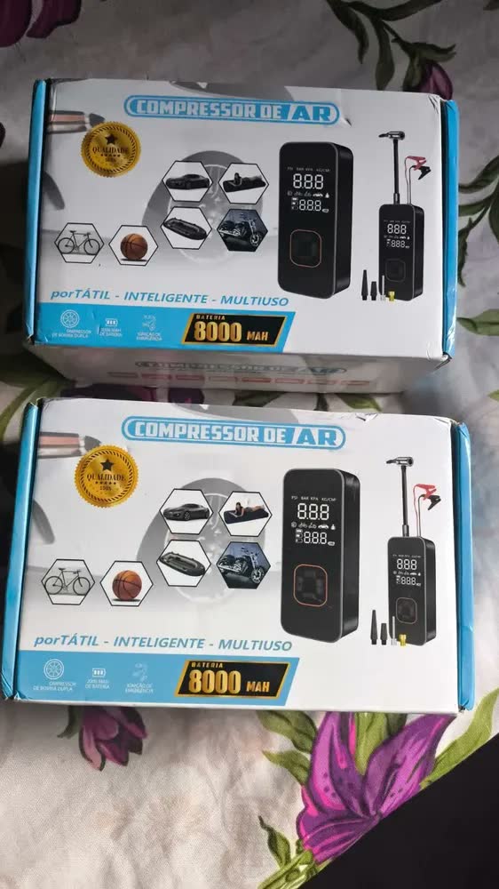 foto de Compressor de Ar Digital para Pneus com Auxiliar de Partida, Power Bank e Lanterna LED