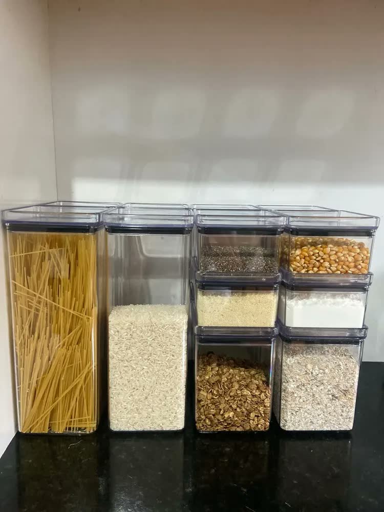foto de Kit Potes Porta Mantimento Hermético Quadrado Cozinha 12 Uni
