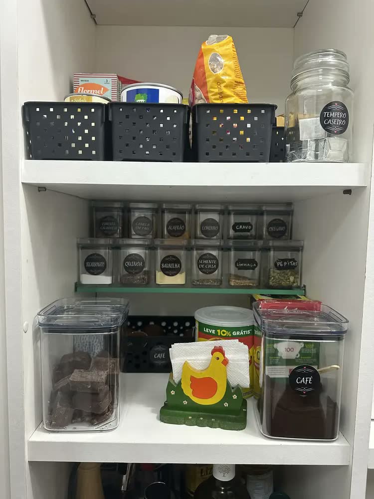 foto de Kit Potes Porta Mantimento Hermético Quadrado Cozinha 12 Uni