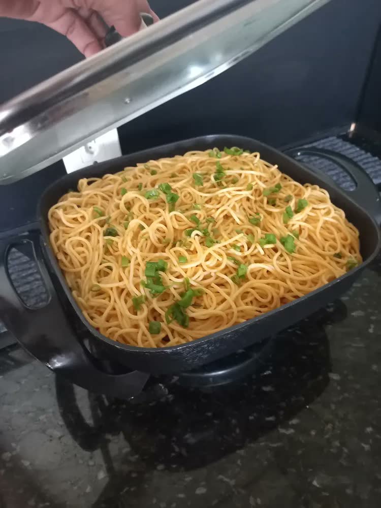 foto de Panela Multifuncional Elétrica Redonda 30cm Grill Antiaderente Portátil Mangiare Agratto Aper01i