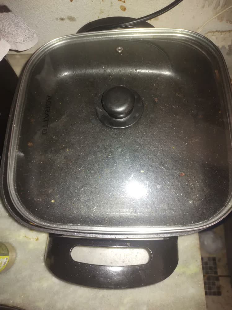 foto de Panela Multifuncional Elétrica Redonda 30cm Grill Antiaderente Portátil Mangiare Agratto Aper01i
