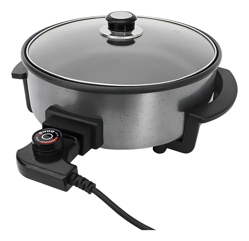 foto de Panela Multifuncional Elétrica Redonda 30cm Grill Antiaderente Portátil Mangiare Agratto Aper01i