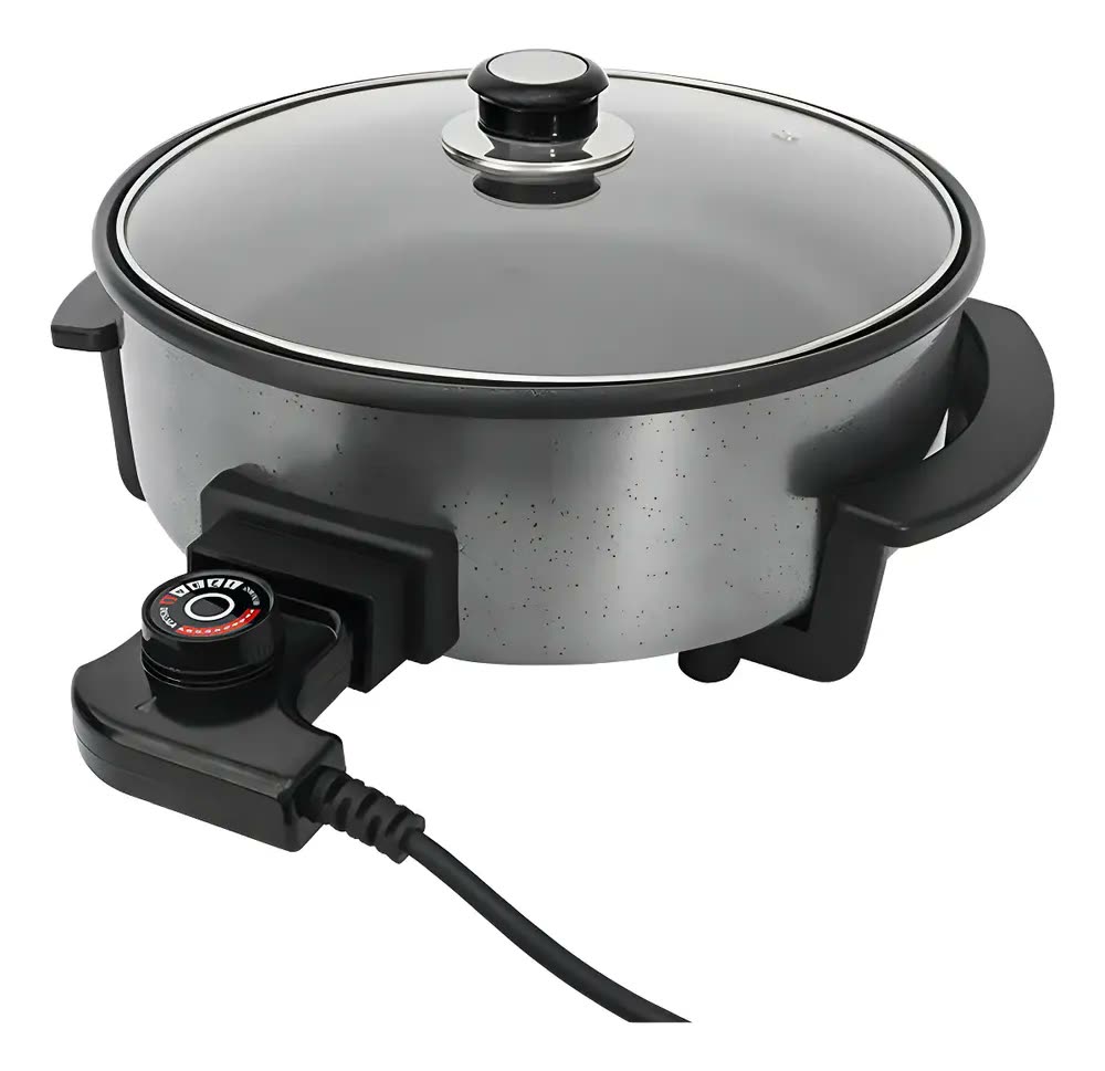 Panela Multifuncional Elétrica Redonda 30cm Grill Antiaderente Portátil Mangiare Agratto Aper01i
