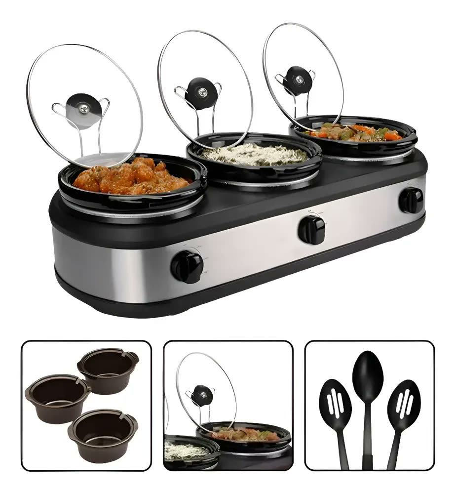 foto de Rechaud Elétrico Members Ly325 Triplo Buffet Slow Cooker 3 P