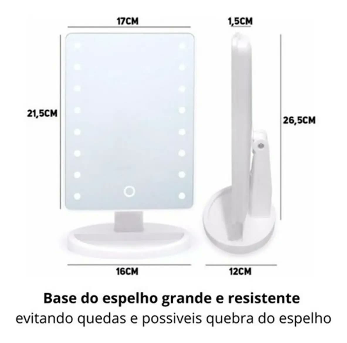 Espelho Camarim De Mesa Com Luz Led Para Maquiagem Portátil
