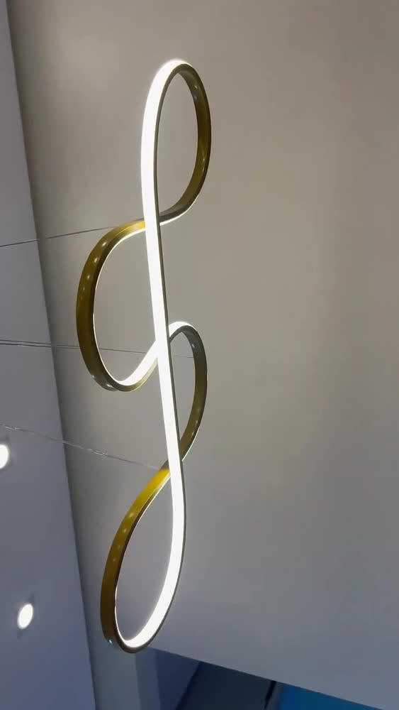 foto de Luminária Pendente LED Dourada VOLTIS com 3 Cores de Luz, 75cm