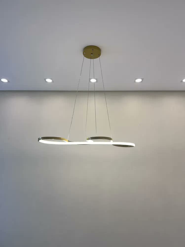 foto de Luminária Pendente LED Dourada VOLTIS com 3 Cores de Luz, 75cm