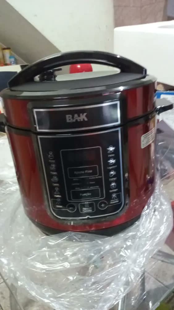 foto de Panela Pressão Elétrica Bak 5L Vermelha Inox 60Hz Desligamento Automático