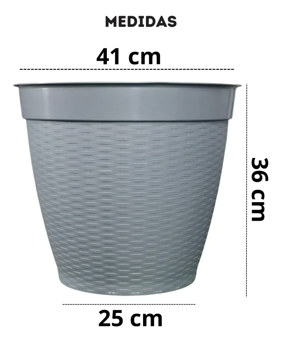 Kit 2 Vaso Rattan Redondo 30 Litros Grande Plastico Plantas