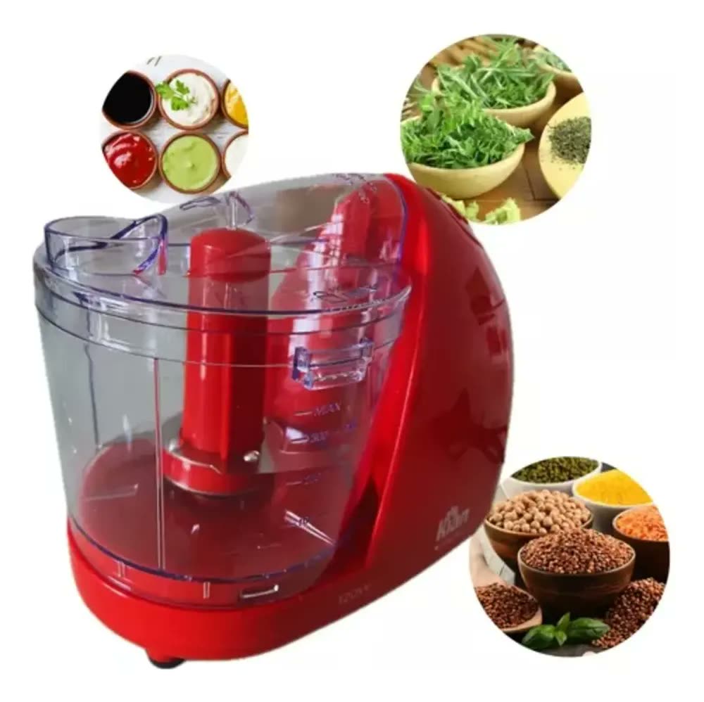 Mini Processador De Alimentos 500ml Elétrico Pica Alimentos Cor Vermelho