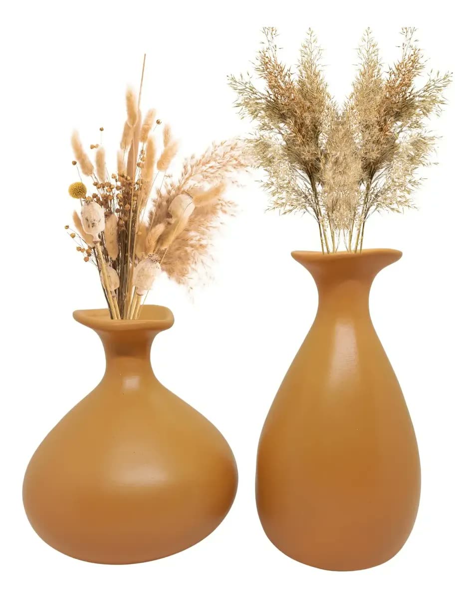 Dupla De Vaso Decorativo Sala Casa Bojudo E Md Boho Ceramica