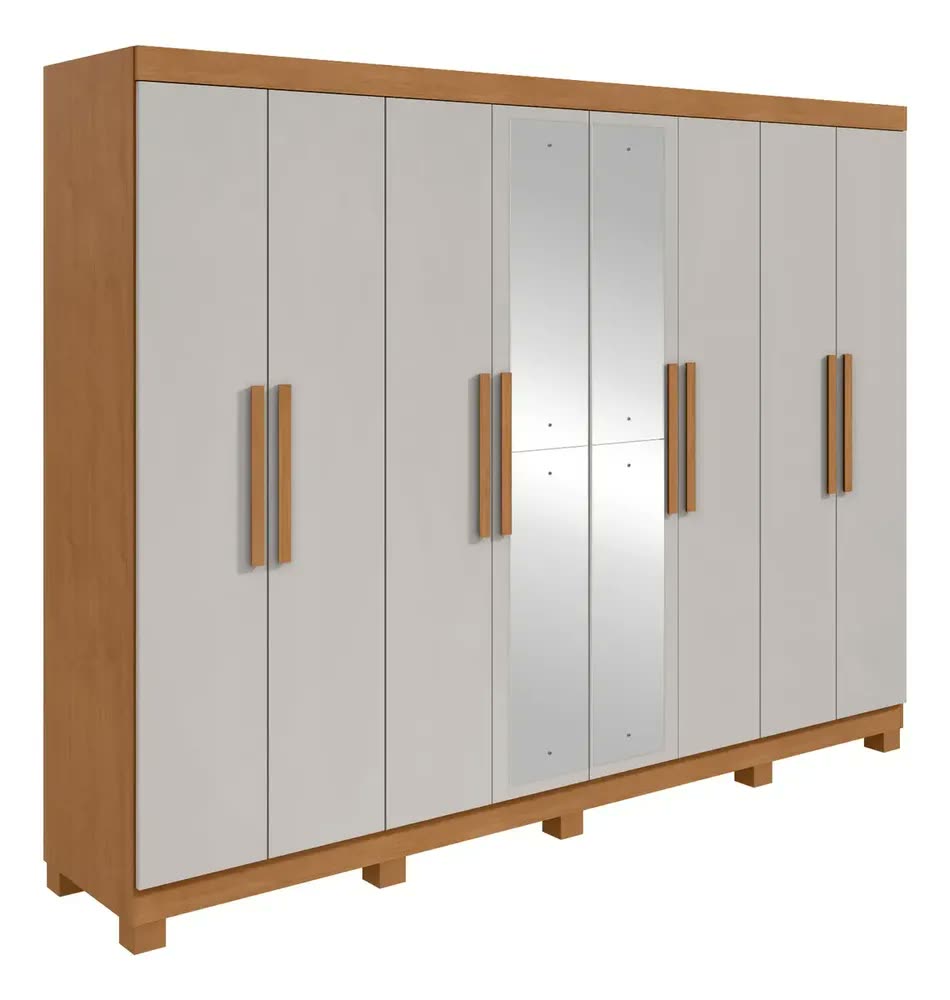 Guarda-roupa Casal Móveis Lopas Easy Slim 8 Portas Com Espelho E Gavetas