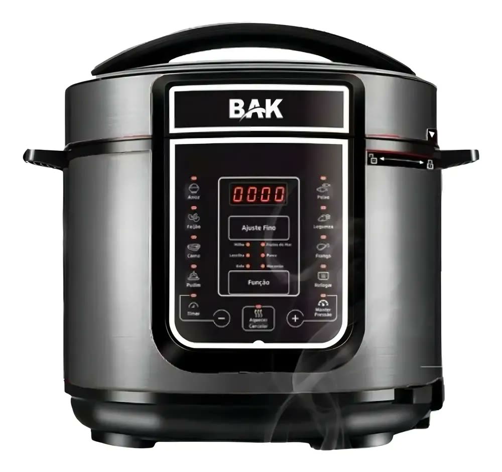 Panela De Arroz Feijão Elétrica 5 Litros Inox Preta Bak BK-PPE501-127