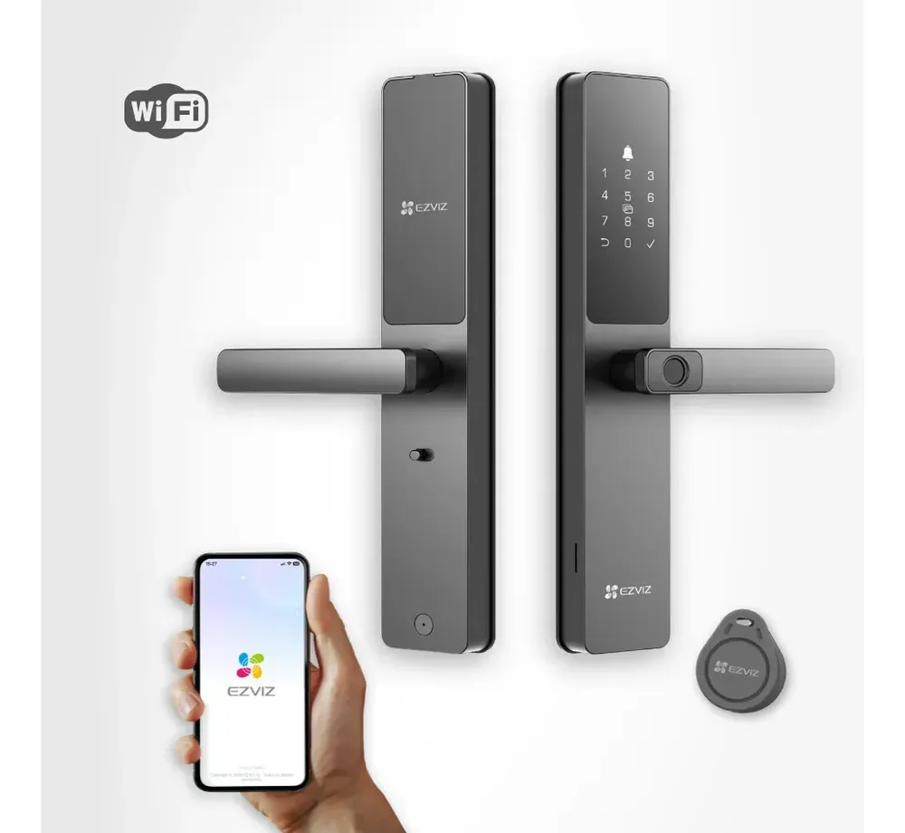 Fechadura Digital EZVIZ DL05 de Embutir, Wi-Fi, Sem Hub, Biometria, App, Senha, IP65 Resistente a Água