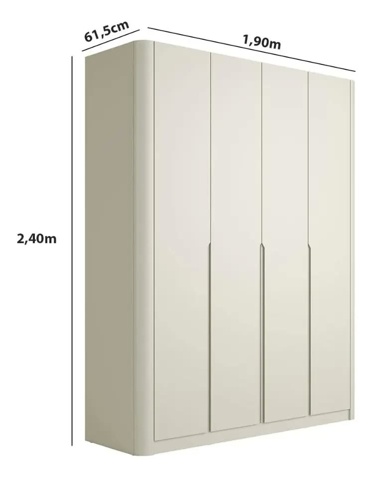 Guarda Roupa Casal 190cm Com 4 Portas De Abrir 100% Mdf