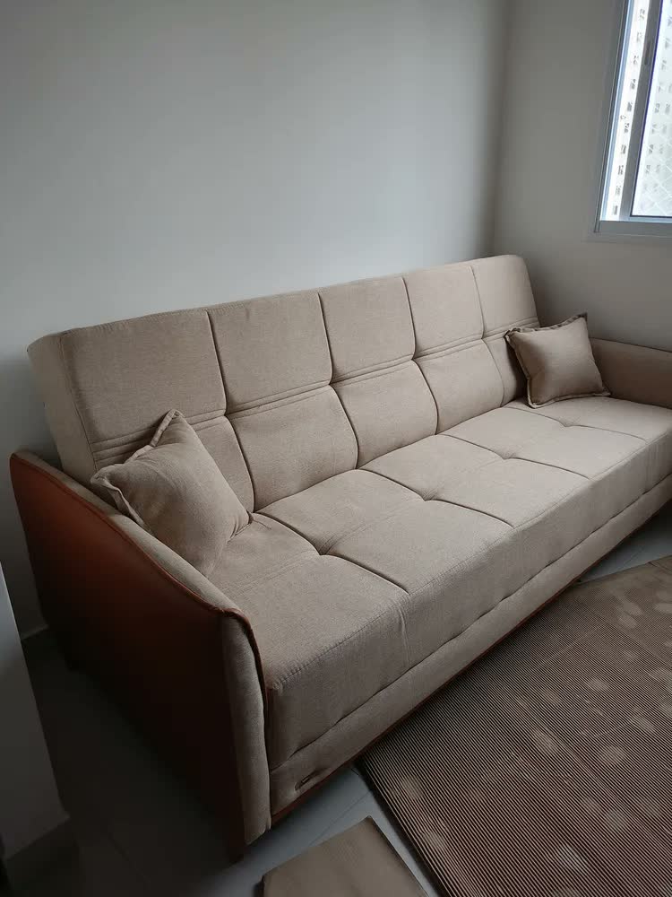foto de Sofá Cama Sérvia 2,00m Cinza Linho Rústico - King House