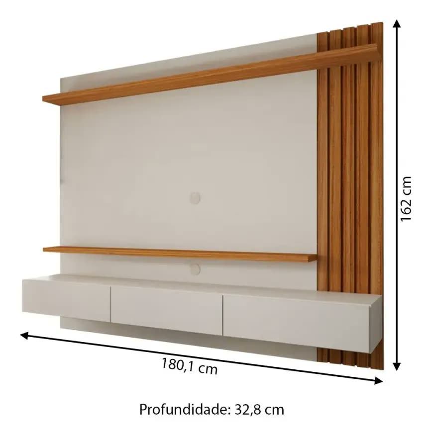 Painel Tv 70 Polegadas Christiania Ripado Cinamomo/off White Cor Bege