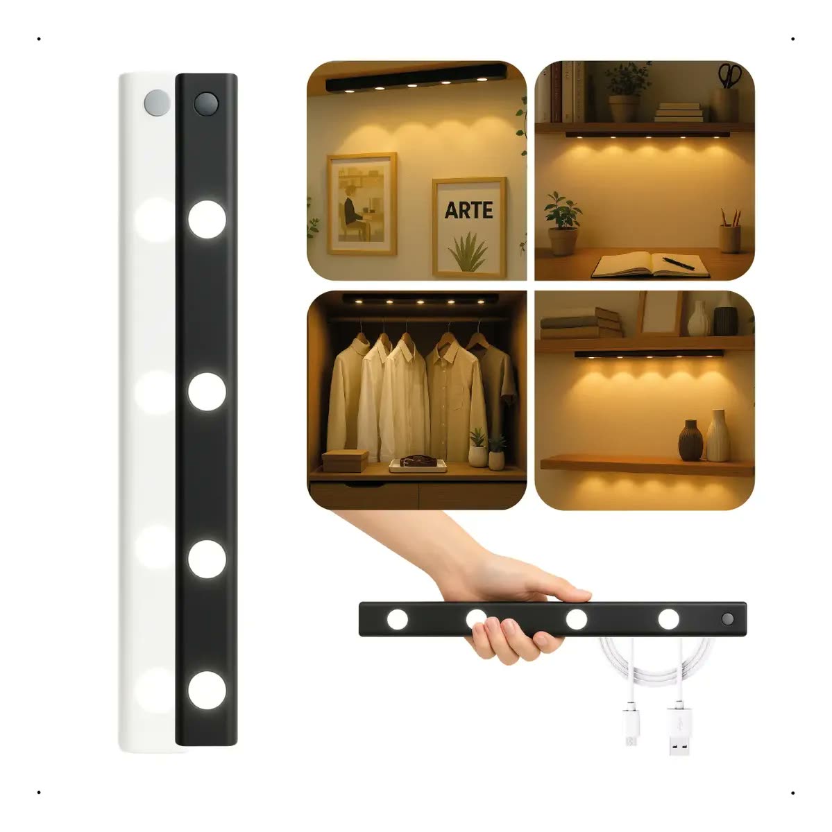 Luminária Inteligente Led 60cm C/ Sensor De Movimento